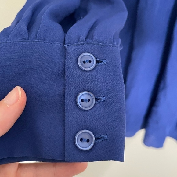 Parker Blue V Neck Silk Dress Small - Picture 3 of 7